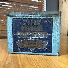 Antique Fairy Soda Crackers Tin Country Store Advertising Iten Biscuit Co 9x8x7 picture