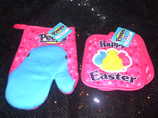 PEEPS EASTER SET OF 2 (PINK) POTHOLDERS & 1 (PINK) OVENMIT NEW W/ TAGS picture