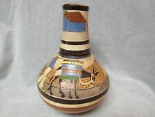 Vintage 1940's Water Bottle Jarro Hand Decorated Mexico Mexican Art Pottery picture