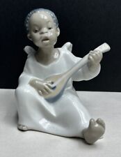 Vtg Lladro Porcelain Boy Angel w Mandolin Retired #4537 Black Legacy Collection picture