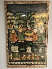 Vintage LARGE (68x43) Hindu Hinduism  Pichwai Dancing Silk Fabric Art Painting picture