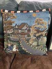 HALLOWEEN VICTORIAN HOUSE PILLOW Riverdale vintage tapestry throw cushion RARE picture