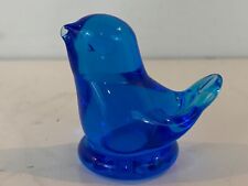 Vtg Cobalt Art Glass Miniature Bluebird of Happiness Figurine Artist Signed 1987 picture