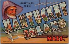 NANTUCKET ISLAND Massachusetts Large Letter Postcard Curteich Linen / Unused picture