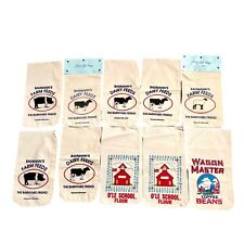 Vintage Farm Feed Sack Canvas Gift Bags Lot of 10  Rare Find. New Unused picture