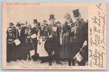 WEDDING PROCESSION, ISLAND MARKEN, ZUYDER ZEE HOLLAND POSTCARD c. 1905 picture