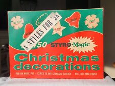 Vintage 1958 STYRO-MAGIC Christmas Decorations w/Box Styrofoam Stick Ons picture