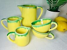 GIEN 🇫🇷 Citrus Drip Glaze Ceramic Tea Set Pitchers Cups GIEN Chip Yellow Green picture