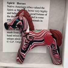 Polymer Clay Spirit Horse Ornament Native American Handcrafted Red White Stripes picture