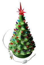 Christmas is Forever Lighted Tabletop Ceramic Green Christmas Tree 15 Inch picture