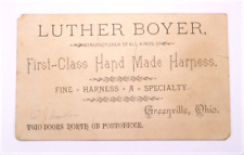 circa 1900s Harness Maker Business Card - Greenville, Ohio picture