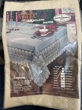 Vintage VYTEX Empress Lace Look Ivory Deluxe Vinyl Tablecloth 52