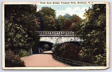 1925 Three Arch Bridge Prospect Park Brooklyn New York NY Plants Posted Postcard picture