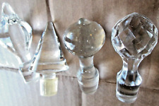 VINTAGE CLEAR LEAD CRYSTAL PERFUME BOTTLE STOPPERS LOT OF 4, DETAILS BELOW, USED picture
