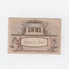 Antique 1881 Happy New Year Two Angels Cherubs Advertising Trade Card picture