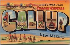 Vintage 1937 GALLUP New Mexico Large Letter Postcard 