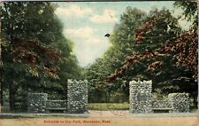 c. 1910 Worcester Mass. Entrance to Elm Park Massachusetts MA Vintage Postcard  picture