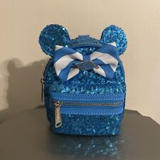 Disney Cruise Line DCL Loungefly Teal Sequin Minnie Wristlet Crossbody Backpack picture