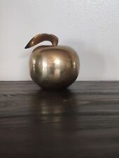 Vintage Large Brass Apple Paperweight Decoration Made in India Brass Apple picture
