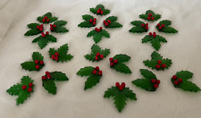 RARE 23 Glass HOLLY LEAVES & BERRIES Christmas Decor, Table Scatter/Bowl filler picture