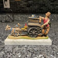 ITALIAN ORGAN GRINDER CART WITH DONKEY MARBLE BASE Vintage Decor Made In Italy picture