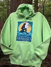 Vintage Disney’s Little Mermaid Hoodie Play Pullover Sweatshirt Large Neon Green picture