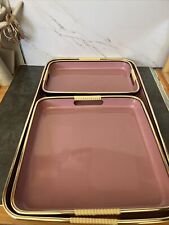 Vintage Made In Japan Toyo Lacquer  Pink Ware Nesting Tray Set of 3 Gorgeous picture