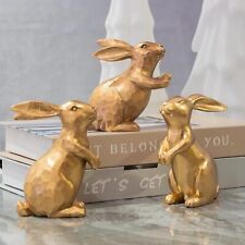 Bunny Rabbit Easter Resin Vintage Gold Small Figurine Statue Home Decor Gift picture
