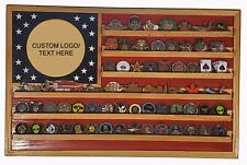 Custom traditional Challenge Coin Display Flag  (your logo) Holds 70-100 Coins picture