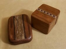 2 Heartwood Creations Wood Inlay Marquetry Secret Stash Box Stamp Dispenser picture