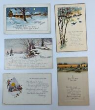 5 Vintage Divided Postcards- New Year  w/Poems -Postmarked/Stamped 1919-1925  picture