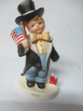 Vintage Japan Lefton 4th of July Boy w USA Flag & Firecrackers picture