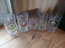 German Glass Beer Steins Authentic Vintage Lot Of 5 picture