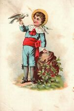 1880s-90s Young Boy in Hat with Dove Trade Card picture