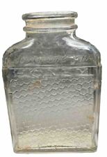 Vintage Glass Honey Jar Lake Shore Honeycomb Embossed Clear 1940s (3” X 5”) picture