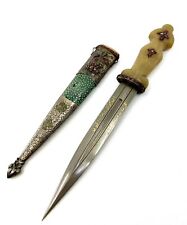 Antique 19th Century Gem Set Damascus Steel Mughal Dagger 11”   (1821F) picture