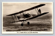 RPPC RAF DH Tiger Moth Trainer Biplane Aeroplane Photograph VALENTINE'S Postcard picture
