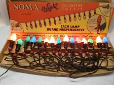 Vintage 15 Working Noma Christmas Lights RedWood Rings in Original Festive Box C picture