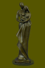 Bronze Sculpture Modern Art Signed Original Male And Female Holding Baby Decor picture