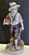 Vintage Andrea by Sadek Bisque Barefoot Boy 8” Figurine Carrying Pitcher #7973 picture