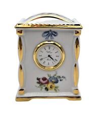 Vintage Imperia Limoges Porcelaine Clock 22k Gold Flowers & Bow 4