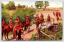 Postcard Army Calvary Scouting Troop Horseback Uniformed on Trail A17 picture