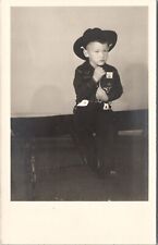 RPPC Little Cowboy Boy and His Western Hat Postcard A21 picture