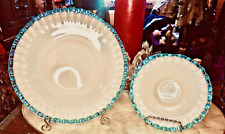 Vintage Magic Fenton Opalize Crystalize Bohemian Blue Wave Milk Glass Plates 2 picture