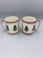 VTG Christmas Tree Coffee Mugs Cups Ceramic Porcelain 3” Chance Hold Thailand picture