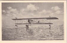 Vintage Postcard - Picture of an Early Biplane Seaplane Landing on Water picture