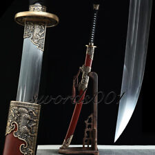Propitious Brass Kylin Saber Clay Tempered Damascus Steel Kungfu Sharp Dao Sword picture