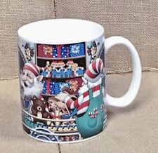 Vintage 2004 Barnes And Noble Elves Santas Workshop Oversize Coffee Mug Cup Xmas picture
