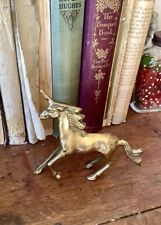 Vintage Solid  Brass Galloping Unicorn Figurine 5” X 4” X 1” Magical picture