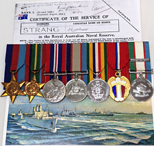 WW2 Royal Australian Navy service medals, photo HMAS Canberra Shropsshire RAN picture